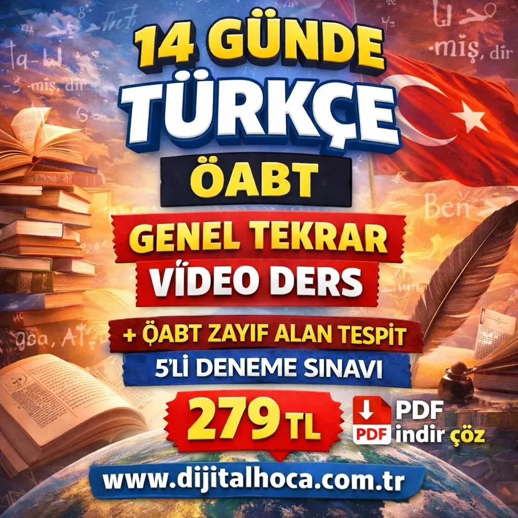 14 G&Uuml;NDE   T&Uuml;RK&Ccedil;E  &Ouml;ABT GENEL TEKRAR VİDEO DERS