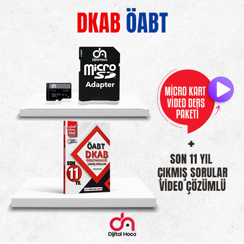 Dijital Hoca ÖABT DKAB Video Çözümlü Son11 Yıl Çıkmış Sorular+Micro Kart Video Ders Paketi Seti