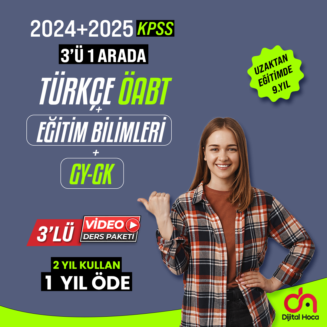 2024+2025 Türkçe ÖABT+Eğitim Bilimleri+GYGK Video Ders Paketi (2 Yıllık)