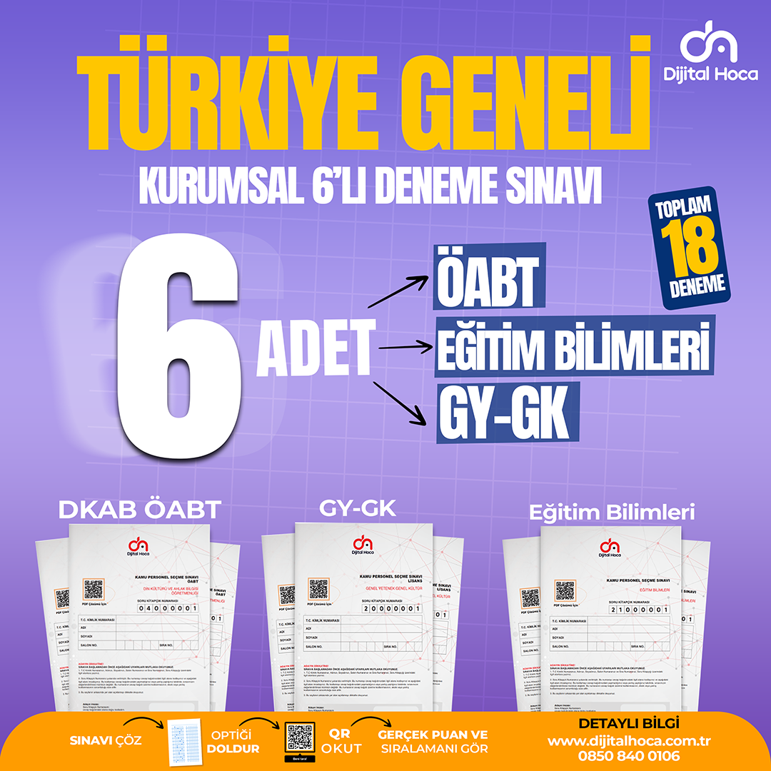 GY-GK+EĞİTİM BİLİMLERİ + DKAB ÖABT 18 BRANŞ TG DENEME