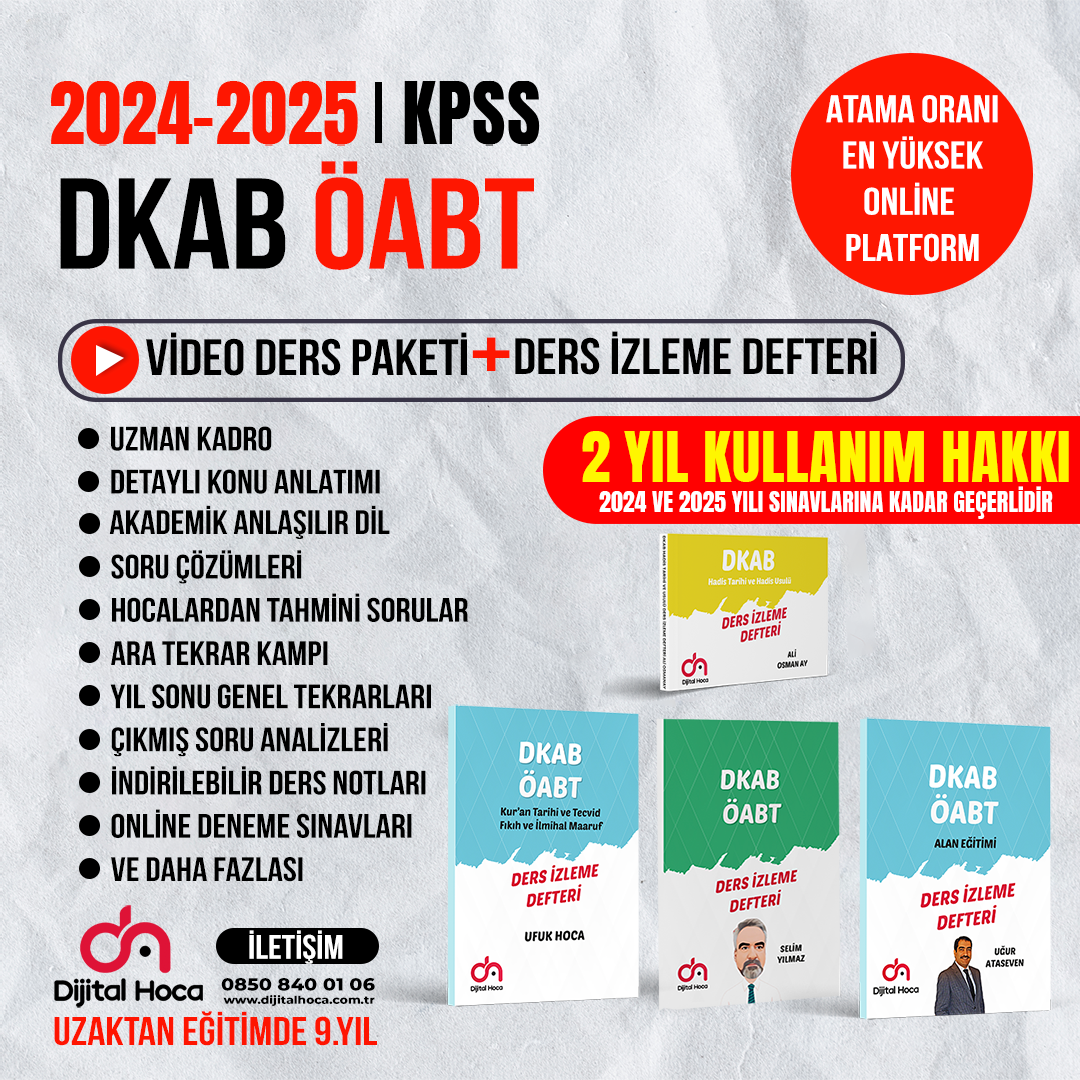 2024+2025 DKAB ÖABT Video Ders Paketi + Ders İzleme Defterleri(2yıl kullan)