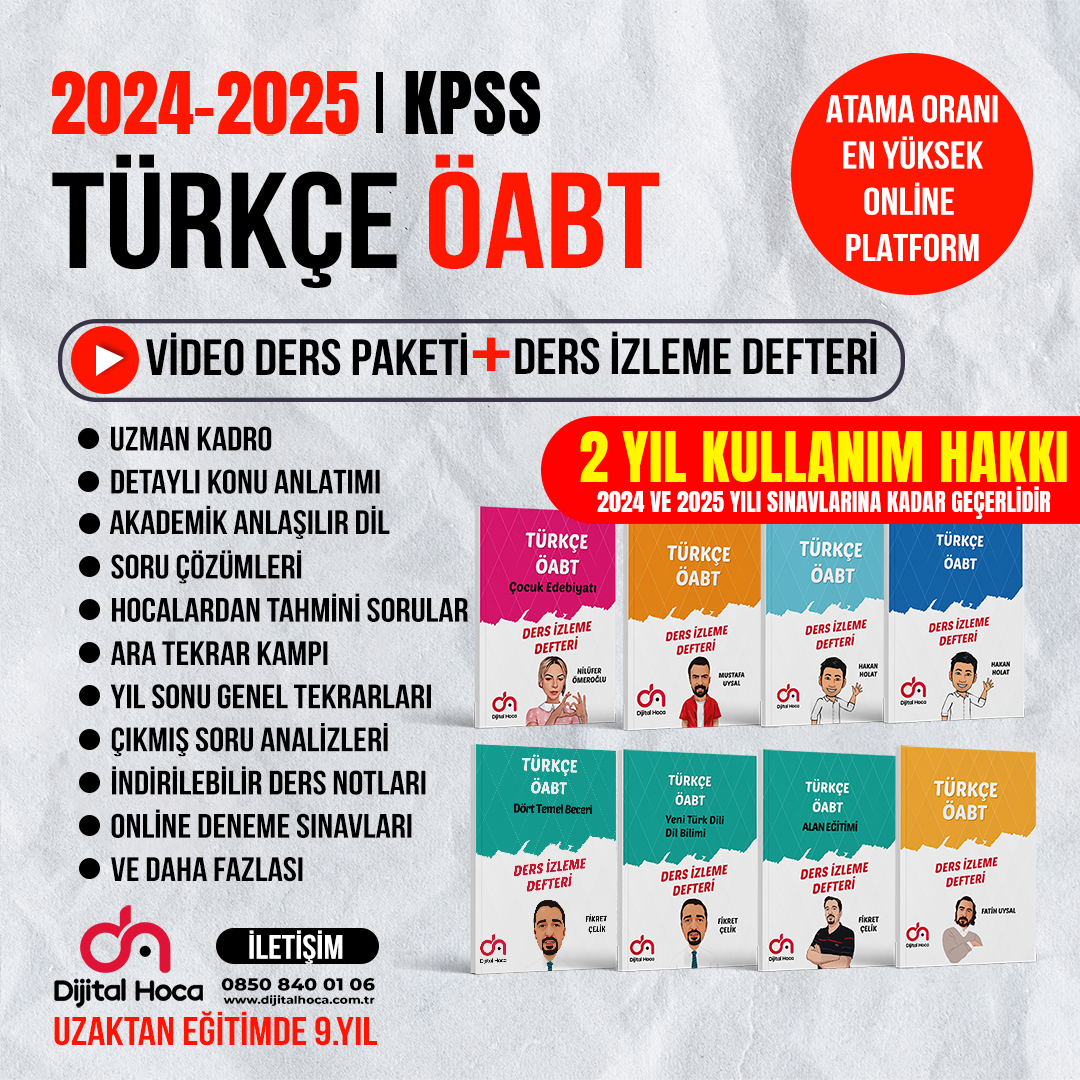 2024+2025 Türkçe ÖABT Video Ders Paketi + Ders İzleme Defterleri(2yıl kullan)