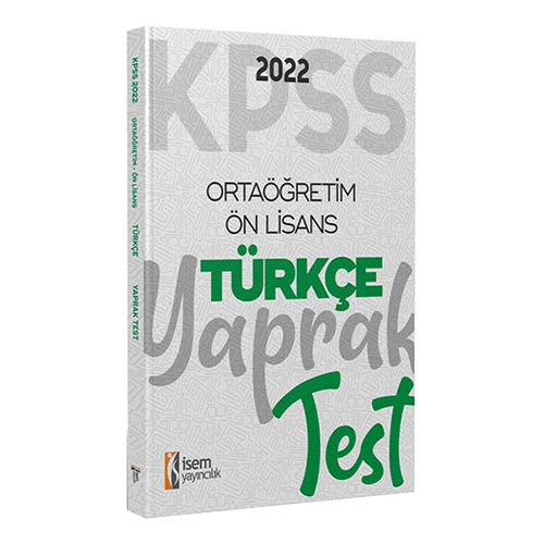 İsem Yayınları 2022 KPSS Ortaöğretim Lise Ön Lisans Türkçe Yaprak Test