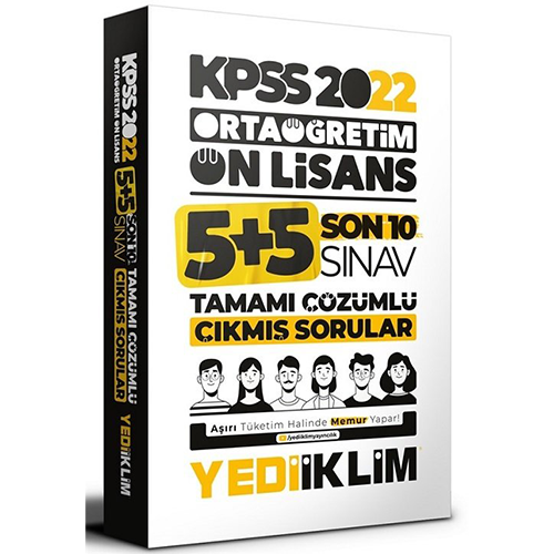 Yediiklim Yayınları 2022 KPSS Ortaöğretim ÖnLisans Son 10 Sınav Tamamı Çözümlü Çıkmış Sorular