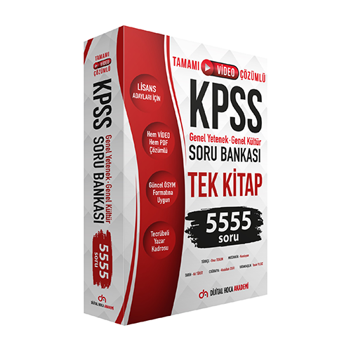 Dijital Hoca KPSS Genel Yetenek Genel Kültür Tamamı Çözümlü 5555 Soru Bankası Tek Kitap