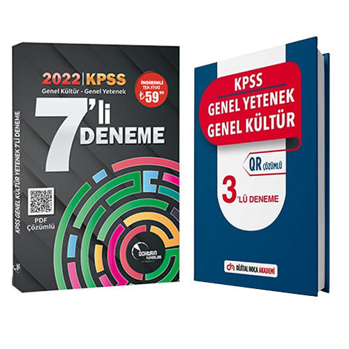 Dijital Hoca 2022 KPSS Genel Yetenek Genel Kültür QR Çözümlü 3 Deneme+Doktrin 7'li Deneme Seti