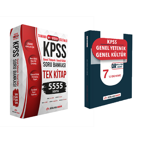 Dijital Hoca KPSS 5555 Soru Bankası+ QR Çözümlü 7'li Deneme İkili Set 