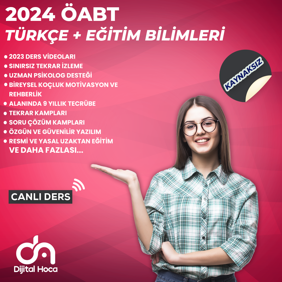2024 Türkçe  ÖABT + Eğitim Bilimleri Erken Kayıt Canlı Ders Paketi (PDF Destekli)