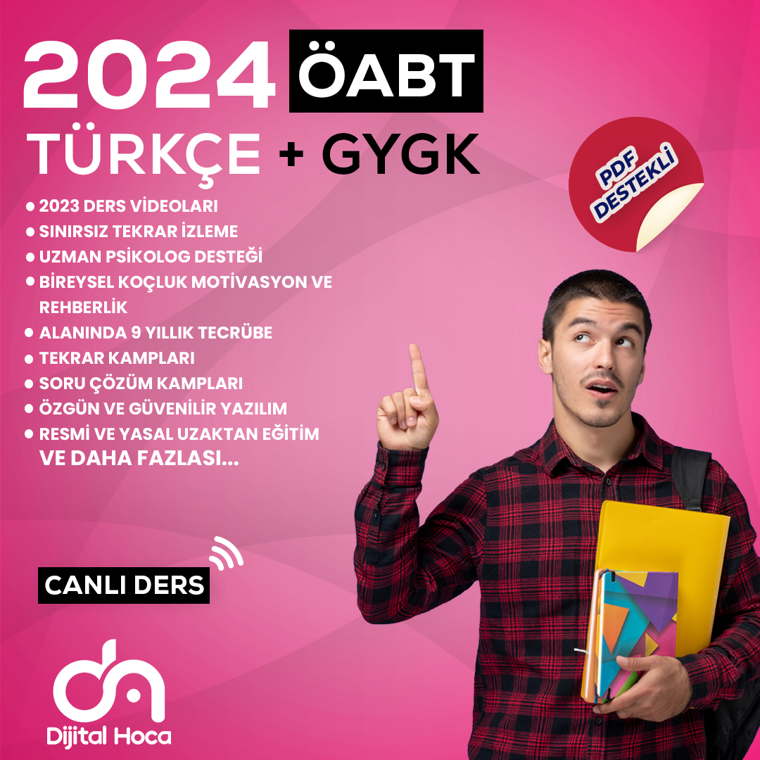 2024 Türkçe ÖABT+ GY-GK Erken Kayıt Canlı Ders Paketi (PDF Destekli)