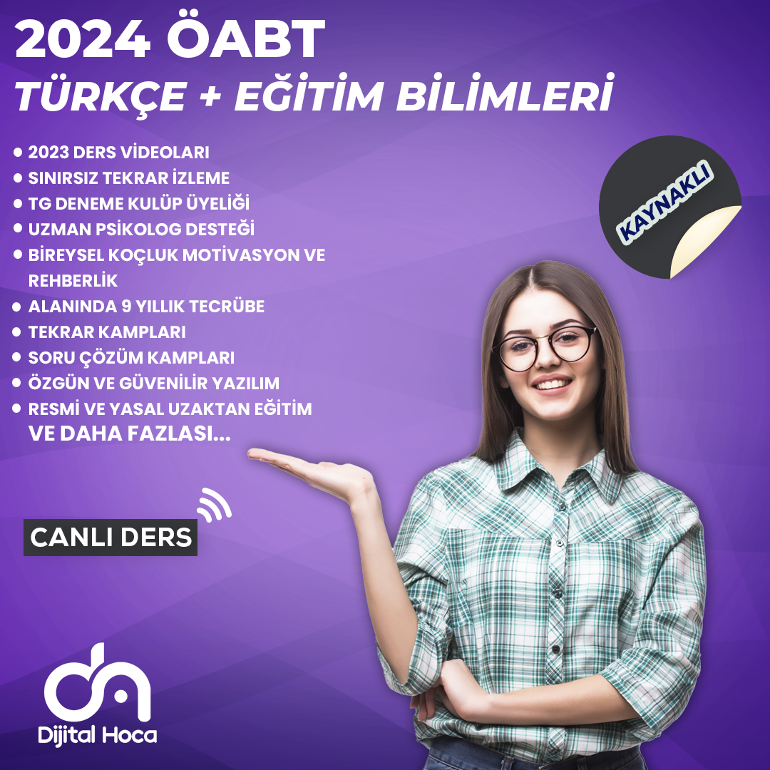 2024 Türkçe ÖABT+ Eğitim Bilimleri Erken Kayıt Canlı Ders Paketi (Kaynaklı)