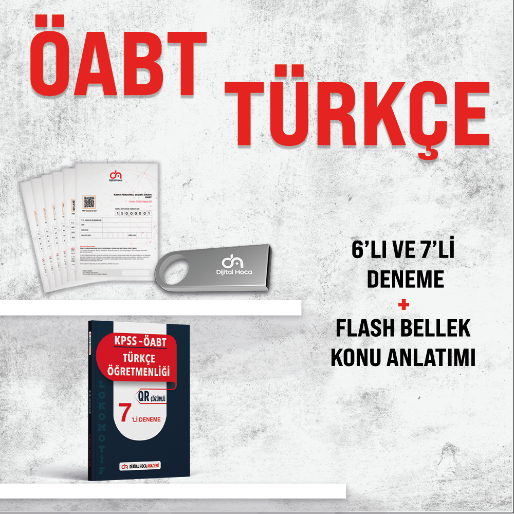 Dijital Hoca ÖABT Türkçe Öğretmenliği Deneme+Flash Bellek Video Ders Paketi Seti