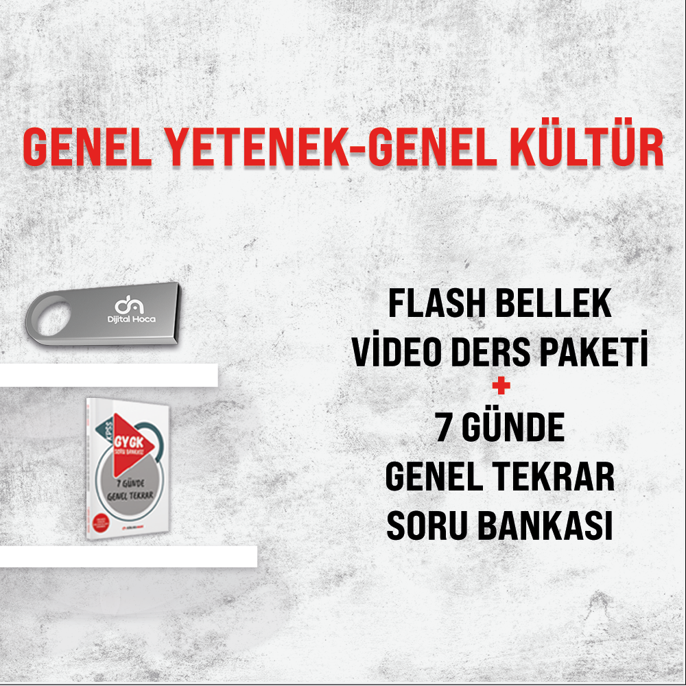 Dijital Hoca GY-GK 7 Günde Genel Tekrar Soru Bankası+Flash Bellek Video Ders Paketi Seti