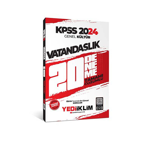 Yediiklim 2024 KPSS Vatandaşlık 20 Deneme Çözümlü Yediiklim Yayınları