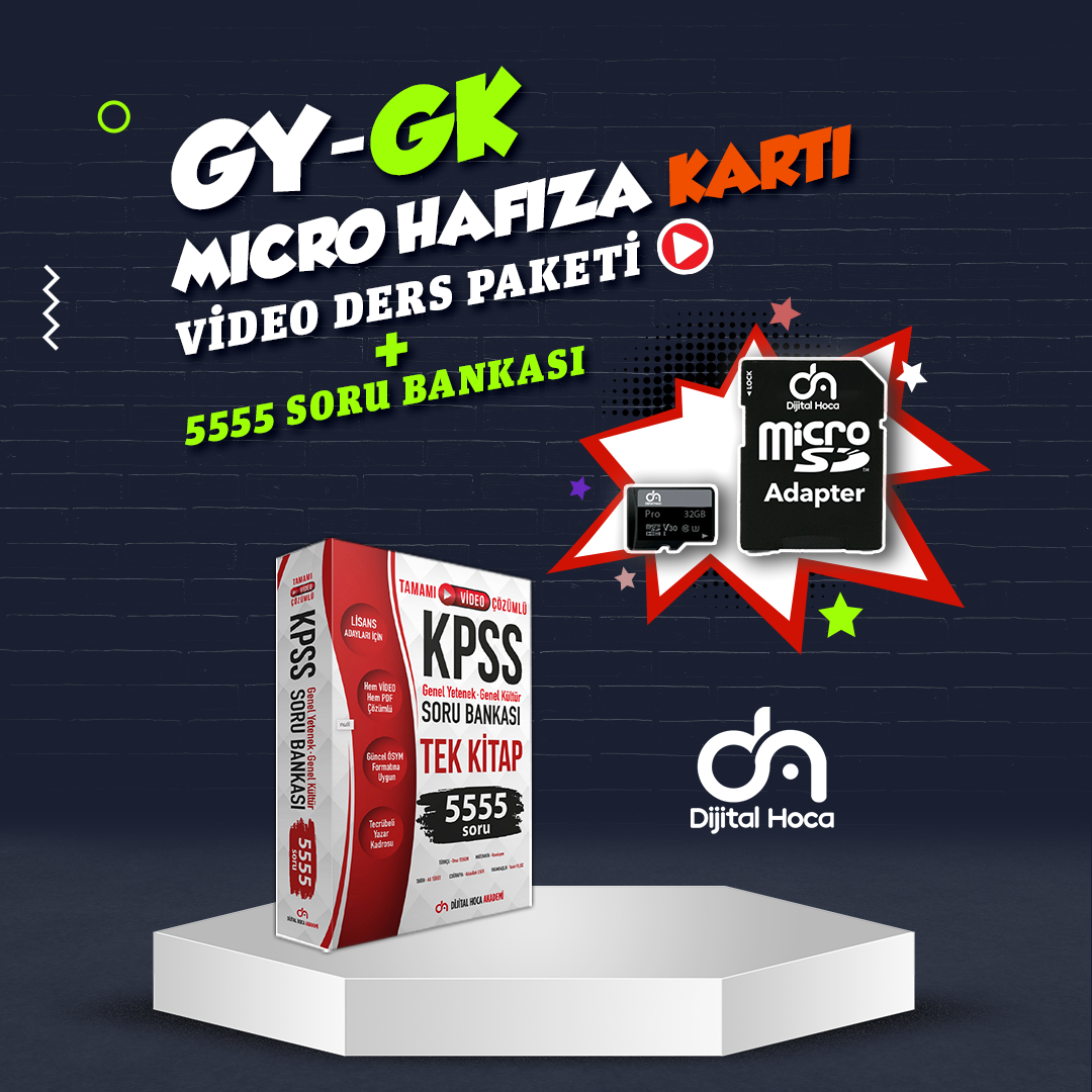 GYGK Micro Kart Video Ders Paketi+5555 Soru Bankası İkili Set  Dijital Hoca Akademi