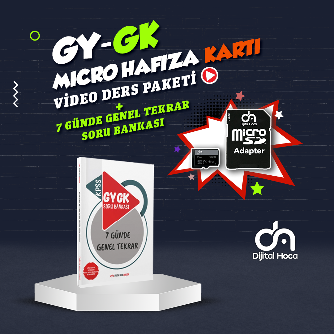 GYGK Micro Kart Video Ders Paketi+7 Günde Genel Tekrar Soru Bankası Seti Dijital Hoca Akademi