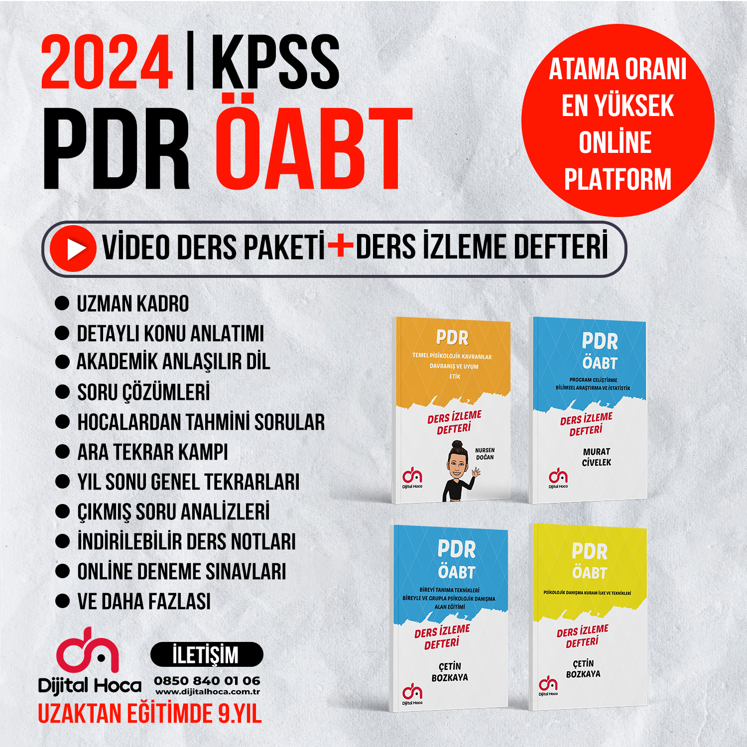 2024 PDR ÖABT Video Ders Paketi + Ders İzleme Defterleri